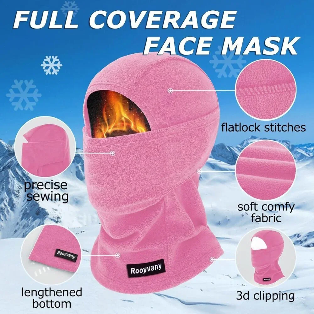 Women's Black/rosered Balaclava Mask Warm Windproof Lightweight Winter Face Mask